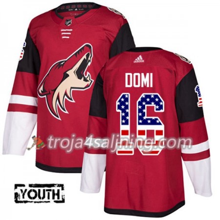 Arizona Coyotes tröja Max Domi 16 Röd USA Flag Fashion 2017-2018 Adidas Authentic - NHL Tröjor Barn